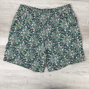 Vintage Essex Junction Green Floral Flowers High Rise Cotton Cottage Shorts 10